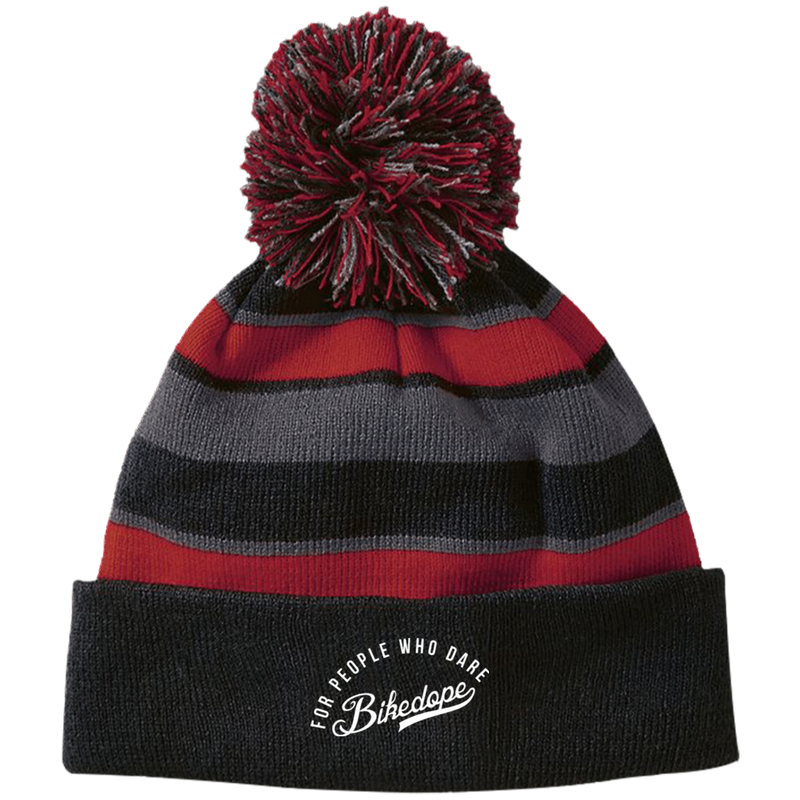Beanie with PomPom (White Lettering)